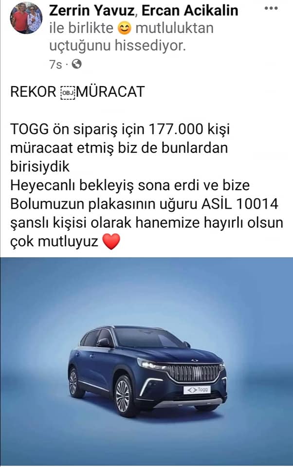 TOGG ZErrin Yavuz Açıkalına çıktı