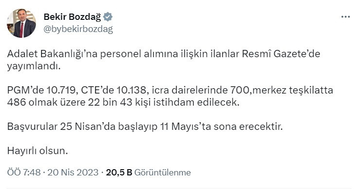 Adalet Bakanlığı 22.043 personel alımı yapacak! Hangi kadrolara kaç kişi alınacak2