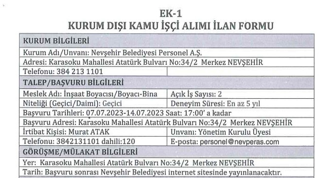 Kamu kurumunda 08.00 – 17.00 arasında çalışacak personel aranıyor-1