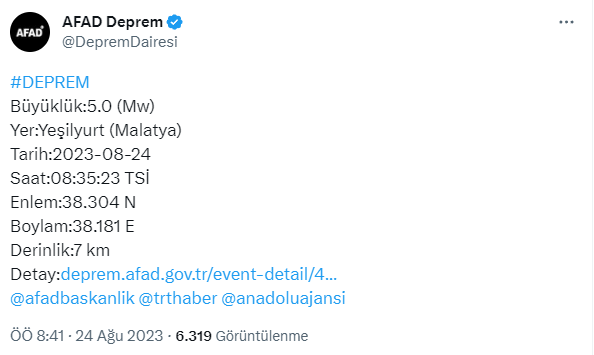 Malatya'da 5 büyüklüğünde deprem meydana geldi-1