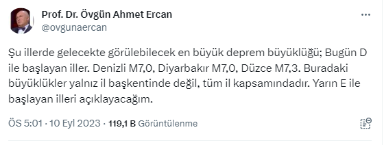 Ahmet Ercan şiddetli deprem beklenen illeri açıkladı