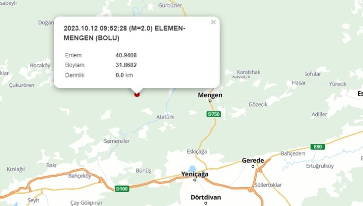 Bolu’da deprem! Merkez üssü Mengen