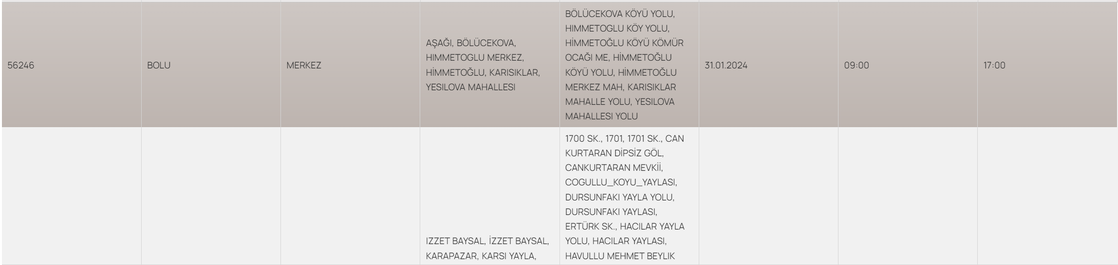 Bolu Elektrik Kesintisi 8