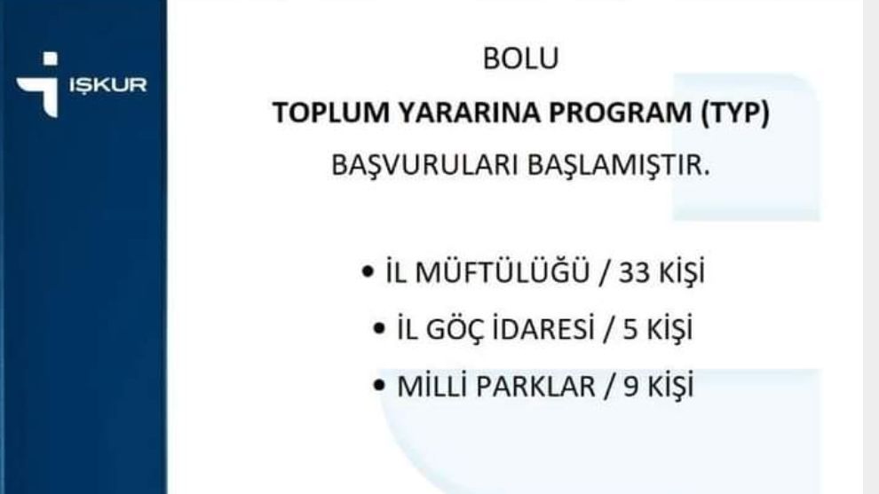 Bolu İşkur'dan Eleman Alımı İlanı 2