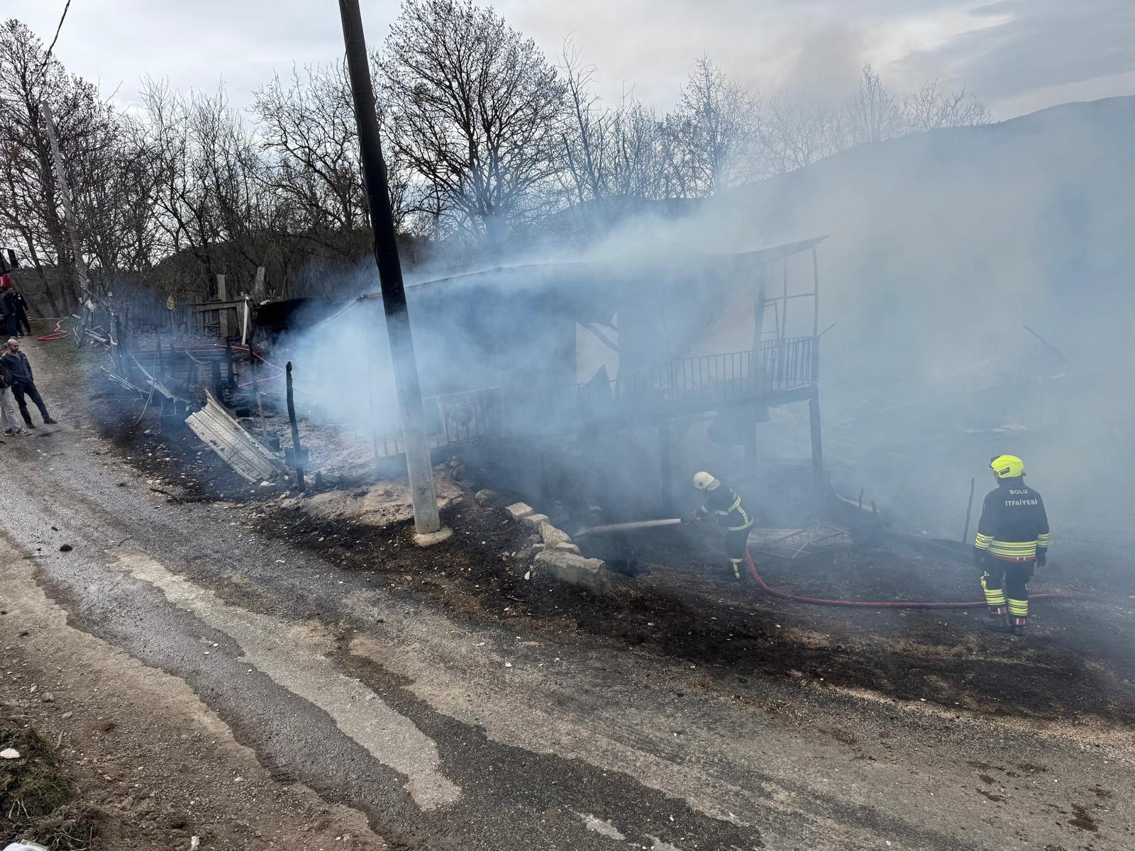 Bolu'da 2 Ev, Samanlık Ve Traktör Alevlere Teslim Oldu (4)