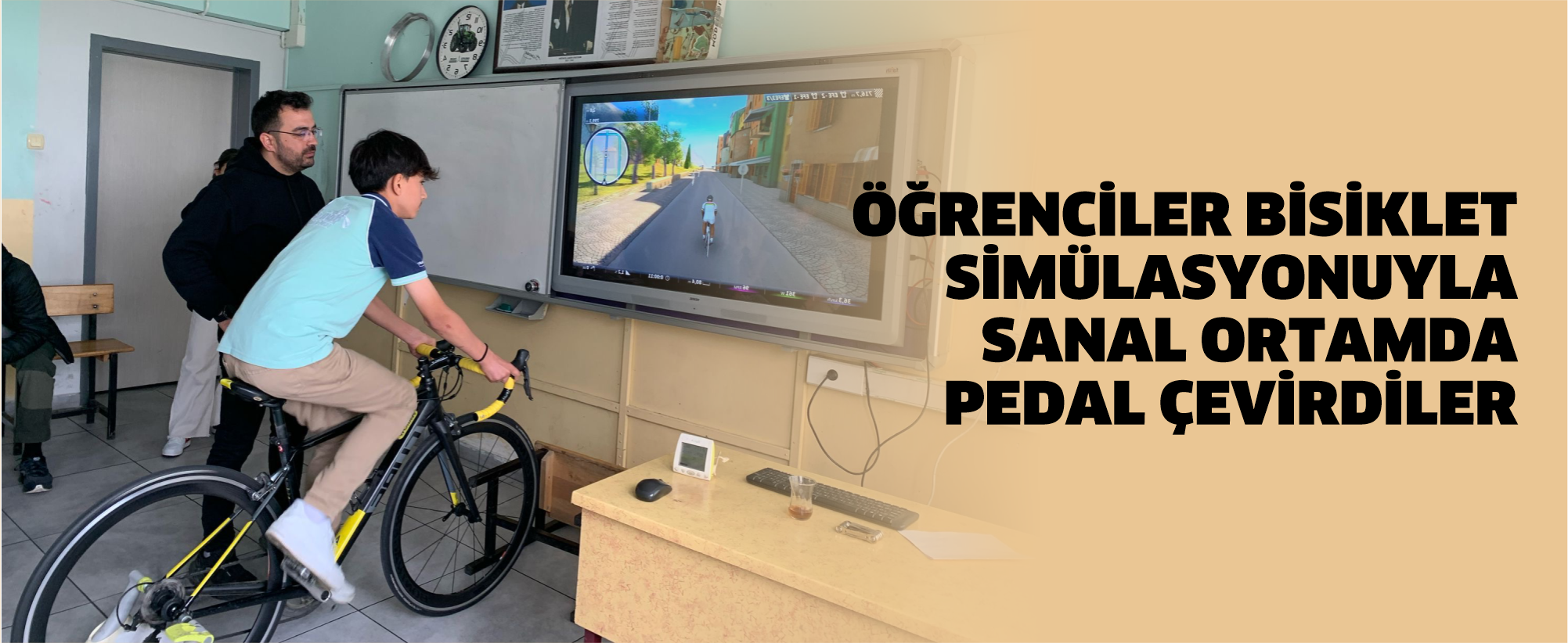 Öğrenciler bisiklet simülasyonuyla sanal ortamda pedal çevirdiler