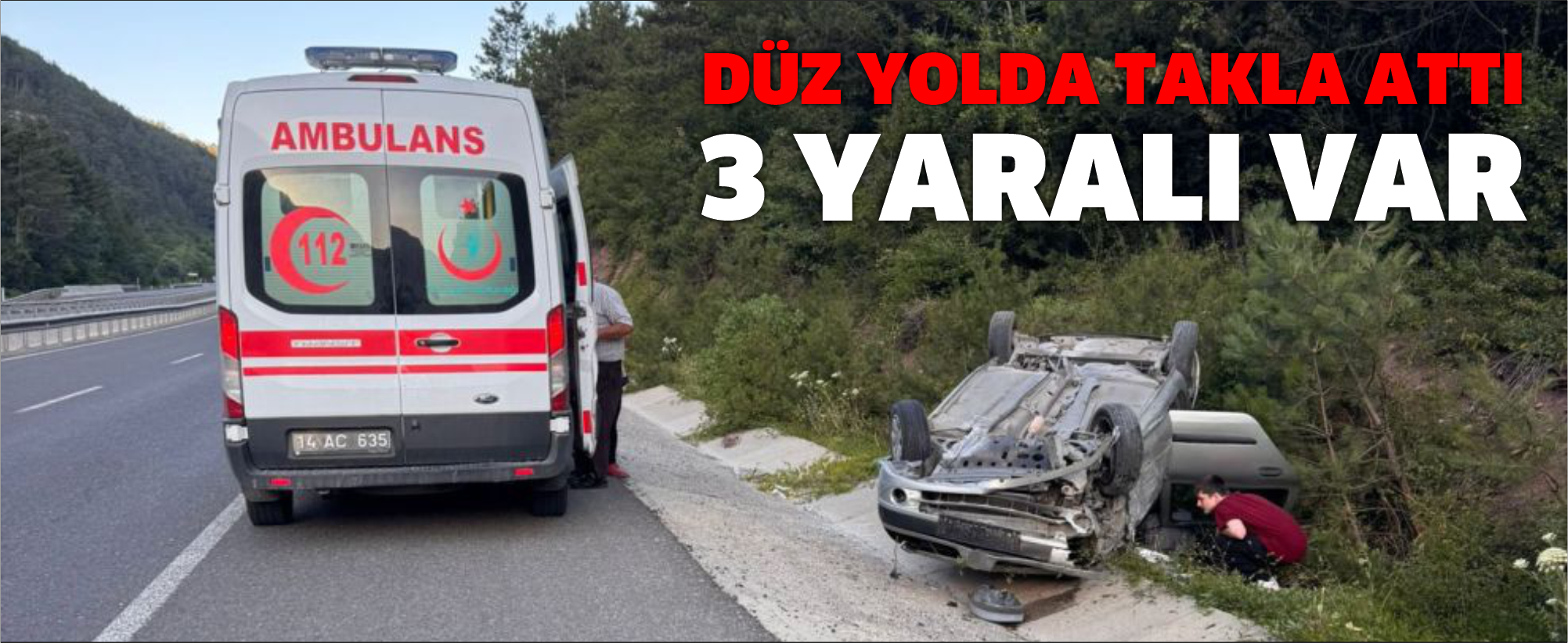 Mengen Yolunda Takla Attı: 3 Yaralı