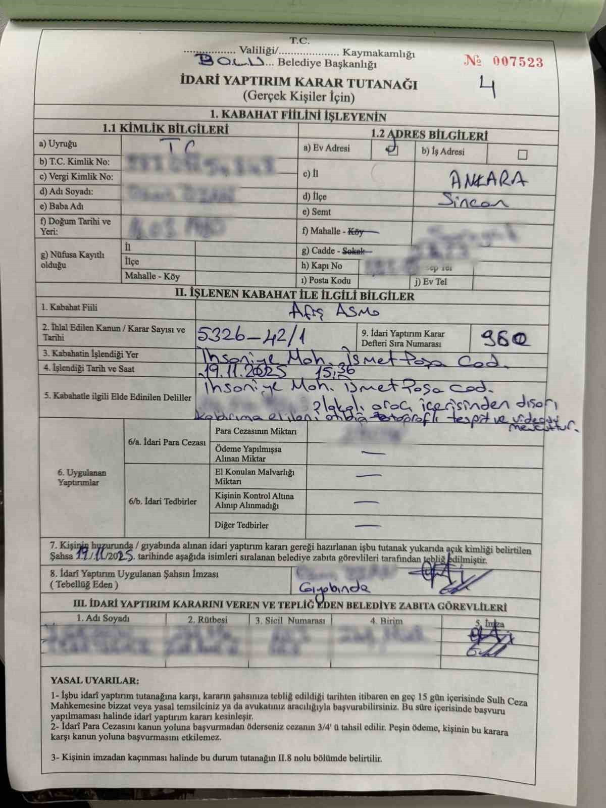 Araçtan Sokağa Broşür Fırlatan Kişi, Ceza Yedi (2)