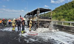 Yolcu otobüsü alevlere teslim oldu