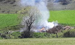 Bolu'da köylülerin çöplerini döktüğü alanda yangın