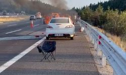 Gerede-Ankara Yolunda Otomobil Alev Alev Yandı