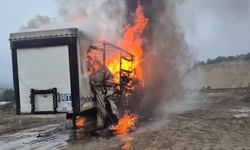 Kağıt yüklü dorse alev topuna döndü