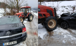Bolu’da traktör ile otomobil kafa kafaya çarpıştı: 1 yaralı