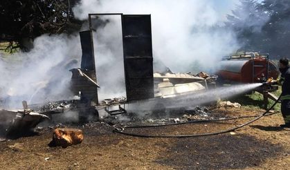 Bolu’da mutfak tüpü patladı. Karavan çayır cayır yandı