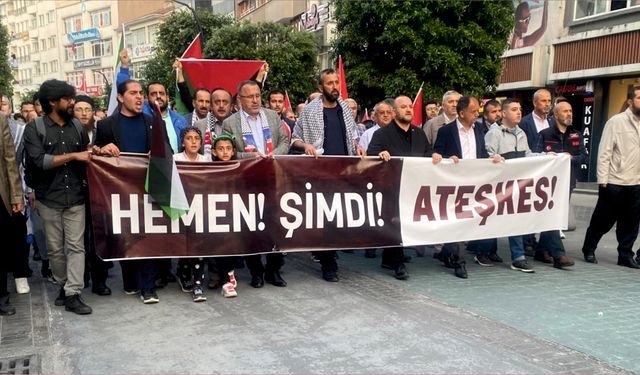 Bolu'da "Katil İsrail" Protesto Yürüyüşü: Vatandaşlar İsrail'in Saldırısını Kınadı