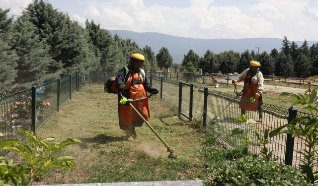 Bolu Belediyesi mezarlıklarda bayram temizliği yaptı.