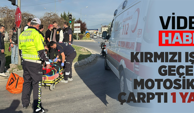 Kırmızı ışıkta geçen cip motosiklete çarptı: 1 yaralı