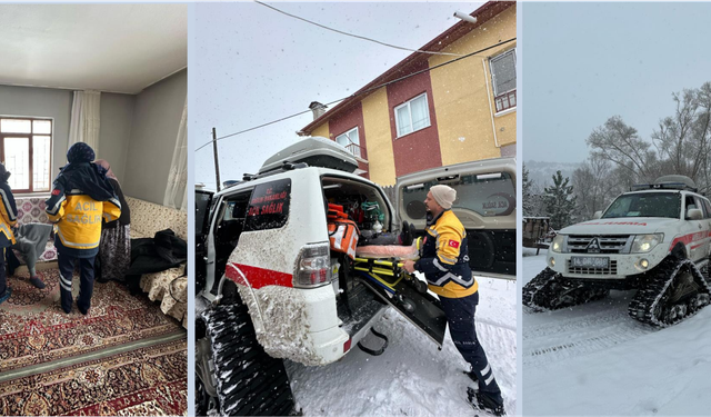 Paletli Ambulans Karla Kaplı Köy Yolunu Aştı