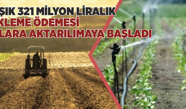 YAKLAŞIK 321 MİLYON LİRALIK DESTEKLEME ÖDEMESİ HESAPLARA AKTARILIMAYA BAŞLADI