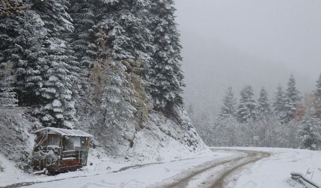 Bolu’nun yükseklerinde kar yağışı