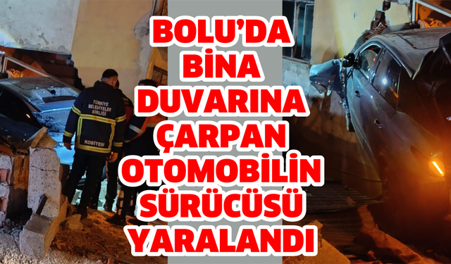 Bolu’da bina duvarına çarpan otomobilin sürücüsü yaralandı