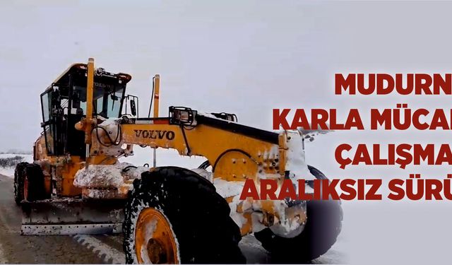 Mudurnu'da karla mücadele çalışmaları aralıksız sürüyor