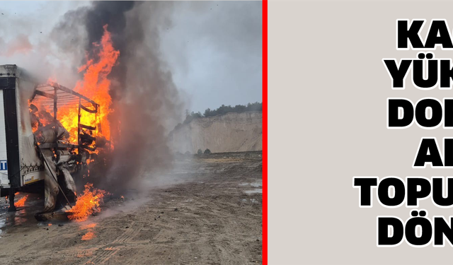 Kağıt yüklü dorse alev topuna döndü