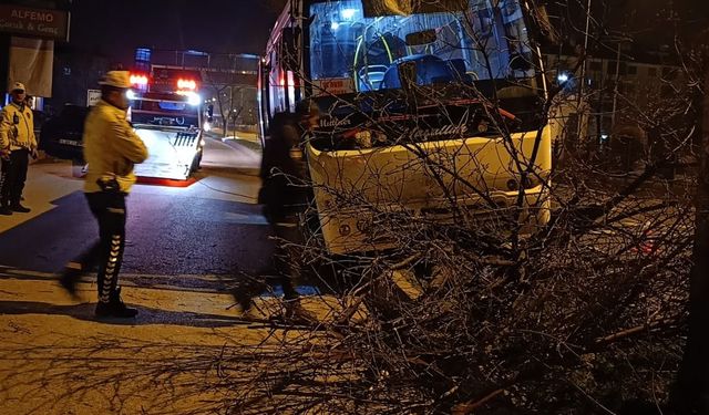 Bolu’da kontrolden çıkan halk otobüsü refüje çıktı