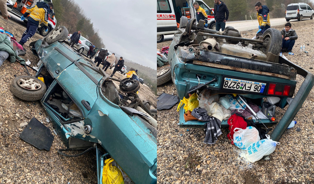 Bolu'da otomobil takla attı, 4 kişi yaralandı