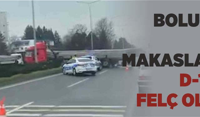 Bolu’da Tır Makasladı, D-100 Felç Oldu