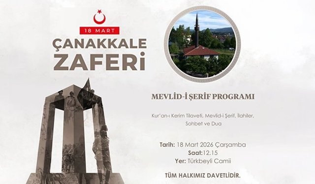 Mengen’de Çanakkale Zaferi’nin 111. yılına özel Mevlid-i Şerif programı düzenlenecek