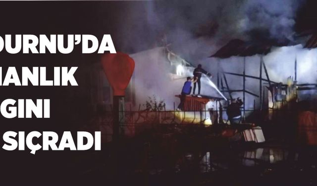 Mudurnu’da samanlık yangını eve sıçradı