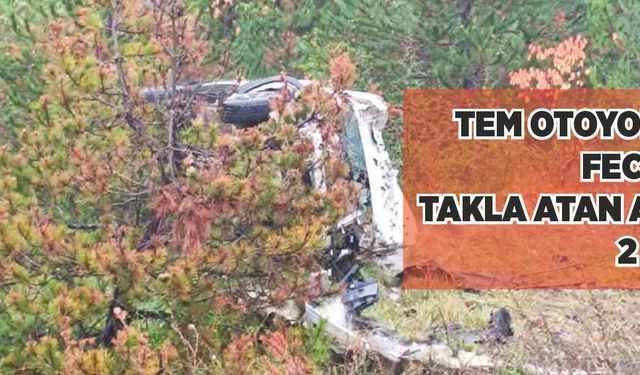 TEM Otoyolu’nda feci kaza! Takla atan araçta 2 yaralı