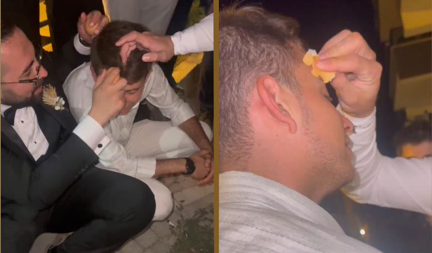 Damadın menemen şovu: Yumurtayı arkadaşının kafasında kırdı